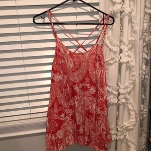 Billabong floral patterned red and white dress